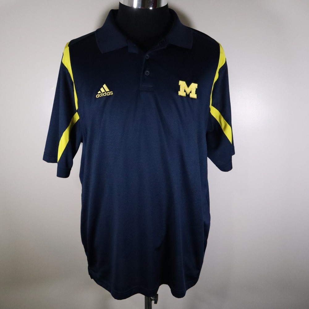 Michigan‎ Wolverines Polo Shirt Mens Large Adidas Climacool Golf Short Sleeve